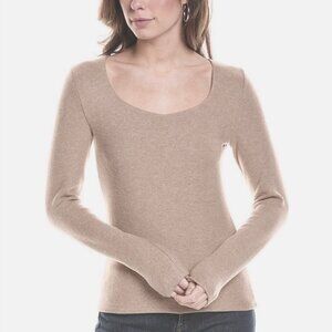 Vince Beige Cozy Scoop Neck Top